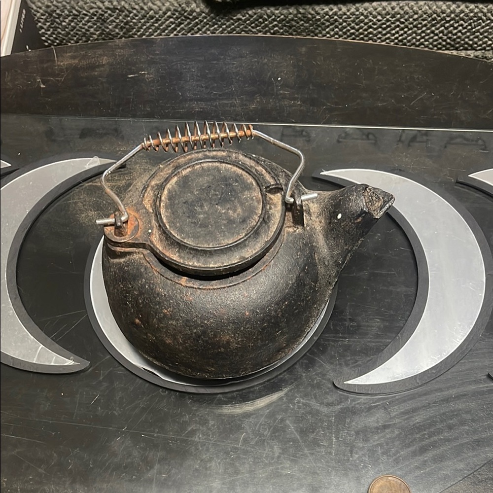 Rustic Black Cast Iron Teapot